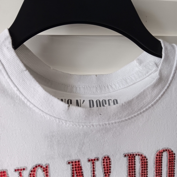 Upcycled Guns N' Roses Graphic Tee with Red Kimono Sleeves - Picture 3 of 5